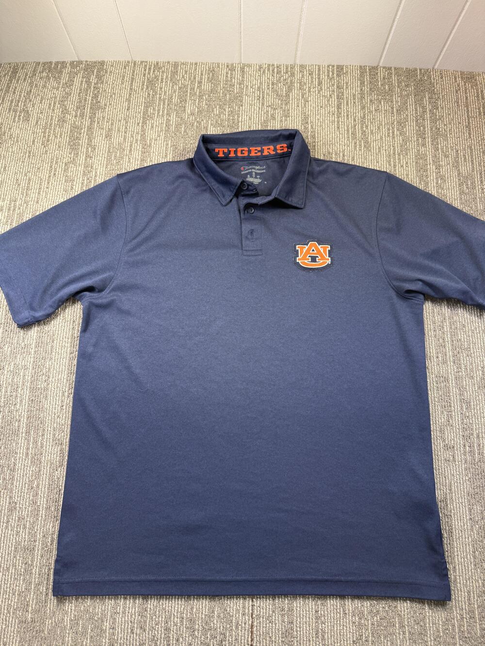 Auburn Tigers Polo Shirt Mens Medium Blue NCAA Football Champion Performance